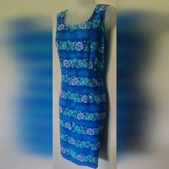 VTG Sag Harbor, Blue Floral Sheath Shift Midi dress Womens Sz 10 NWOT - Picture 3 of 10